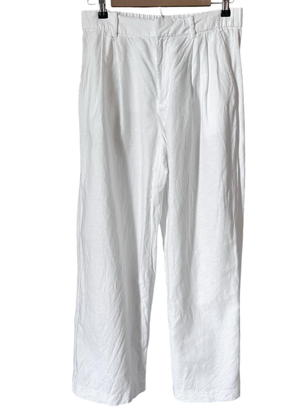 GAP Pleated Off White Linen Cotton Trouser Wide Leg Pants 6 Petite